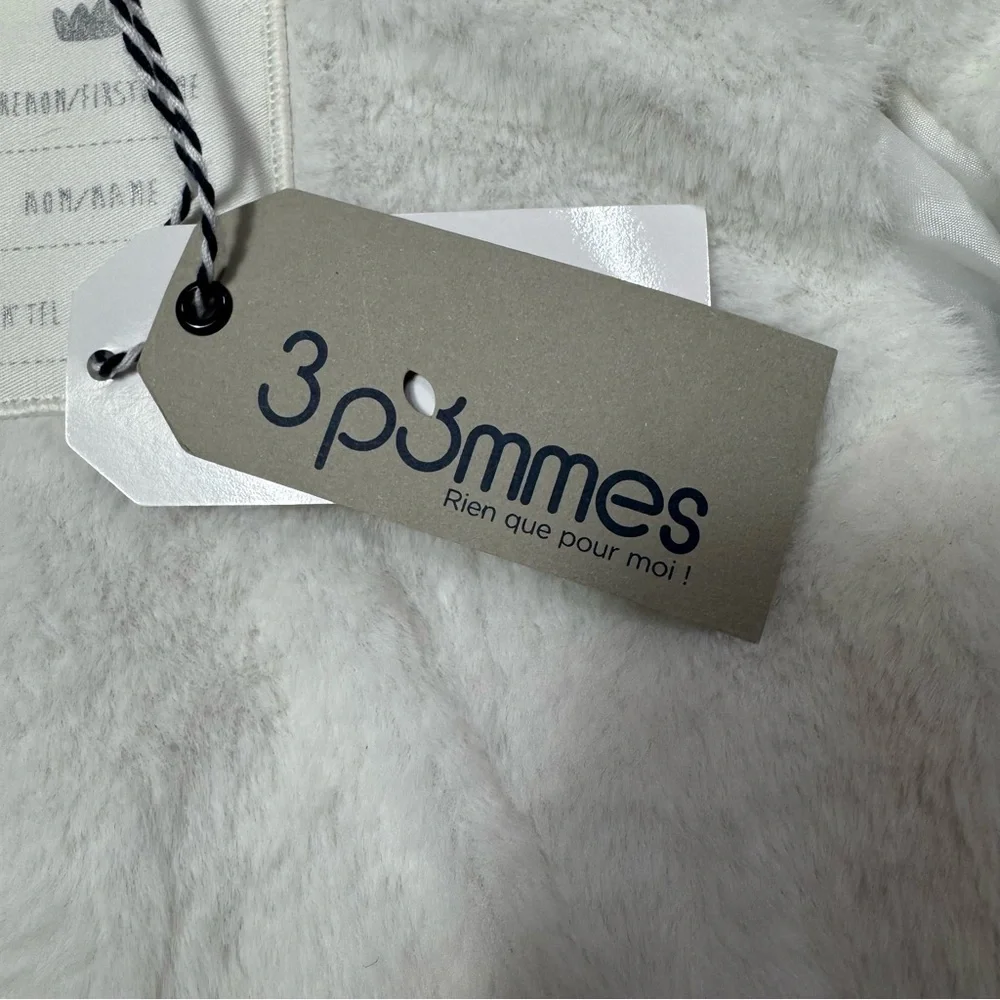 NWT New 3 Pommes Baby Girl Grey Parka Jacket Made In France Size 3/6 Months